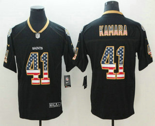 Men's New Orleans Saints #41 Alvin Kamara 2018 USA Flag Fashion Black Color Rush Stitched Nike Limited Jersey