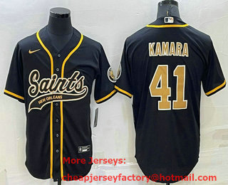 Men's New Orleans Saints #41 Alvin Kamara Black Stitched MLB Cool Base Nike Baseball Jersey