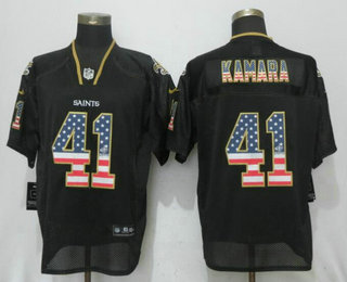 Men's New Orleans Saints #41 Alvin Kamara Black USA Flag Fashion Stitched NFL Nike Elite Jersey