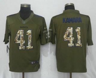 Men's New Orleans Saints #41 Alvin Kamara Green Salute To Service Stitched NFL Nike Limited Jersey