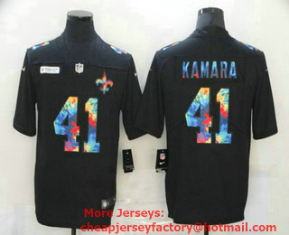 Men's New Orleans Saints #41 Alvin Kamara Multi-Color Black 2020 NFL Crucial Catch Vapor Untouchable Nike Limited Jersey