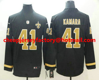 Men's New Orleans Saints #41 Alvin Kamara Nike Black Therma Long Sleeve Limited Jersey