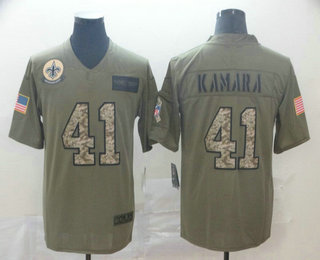 Men's New Orleans Saints #41 Alvin Kamara Olive Camo 2019 Salute To Service Stitched NFL Nike Limited Jersey