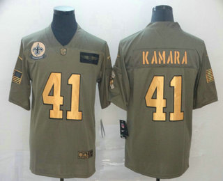 Men's New Orleans Saints #41 Alvin Kamara Olive Gold 2019 Salute To Service Stitched NFL Nike Limited Jersey