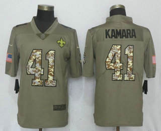Men's New Orleans Saints #41 Alvin Kamara Olive With Camo 2017 Salute To Service Stitched NFL Nike Limited Jersey