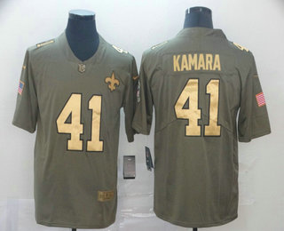 Men's New Orleans Saints #41 Alvin Kamara Olive with Gold 2017 Salute To Service Stitched NFL Nike Limited Jersey