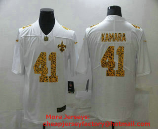 Men's New Orleans Saints #41 Alvin Kamara White Leopard Print Fashion Vapor Limited Nike NFL Jersey