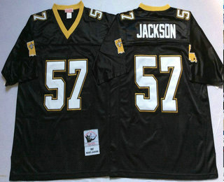 Men's New Orleans Saints #57 Rickey Jackson Black Throwback Stitched NFL Jersey
