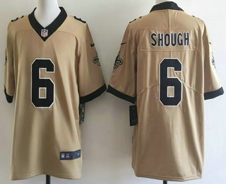Men's New Orleans Saints #6 Tyler Shough Limited Gold Alternate Vapor Jersey