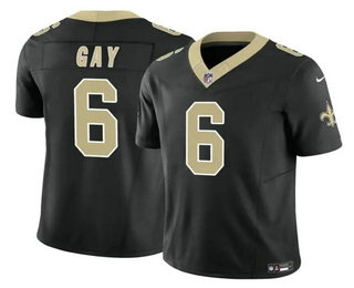Men's New Orleans Saints #6 Willie Gay Back 2023 FUSE Vapor Limited Stitched Jersey