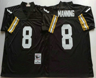 Men's New Orleans Saints #8 Archie Manning Black Throwback Stitched NFL Jersey