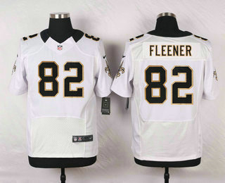 Men's New Orleans Saints #82 Coby Fleener White Road Stitched NFL Nike Elite Jersey