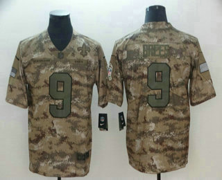 Men's New Orleans Saints #9 Drew Brees 2018 Camo Salute to Service Stitched NFL Nike Limited Jersey