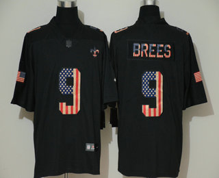 Men's New Orleans Saints #9 Drew Brees 2019 Black Salute To Service USA Flag Fashion Limited Jersey