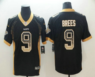 Men's New Orleans Saints #9 Drew Brees Black 2018 Fashion Drift Color Rush Stitched NFL Nike Limited Jersey