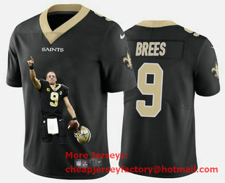 Men's New Orleans Saints #9 Drew Brees Black Player Portrait Edition 2020 Vapor Untouchable Stitched NFL Nike Limited Jersey