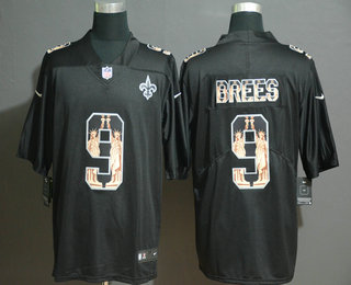 Men's New Orleans Saints #9 Drew Brees Black Statue Of Liberty Stitched NFL Nike Limited Jersey
