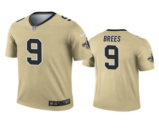 Men's New Orleans Saints #9 Drew Brees Gold Inverted Legend Jersey