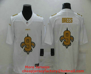 Men's New Orleans Saints #9 Drew Brees White 2020 Shadow Logo Vapor Untouchable Stitched NFL Nike Limited Jersey
