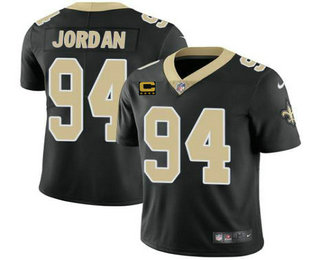 Men's New Orleans Saints #94 Cameron Jordan 2022 Black With 4 star C Patch Stitched Jersey
