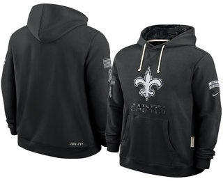 Men's New Orleans Saints Black 2026 Salute to Service Sideline Pullover Hoodie