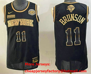 Men's New York Knicks #11 Jalen Brunson Black Gold 2026 Finals Eastern Conference Champions Patch Stitched Jersey