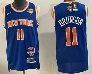 Men's New Yok Knicks #11 Jalen Brunson Blue 2026 Finals Champions Patch Fashion Stitched Jersey 2