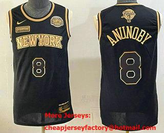 Men's New York Knicks #8 OG Anunoby Black Gold 2026 Finals Eastern Conference Champions Patch Stitched Jersey