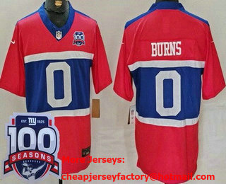 Men's New York Giants #0 Brian Burns Limited Red Alternate FUSE 100 Seasons Vapor Jersey