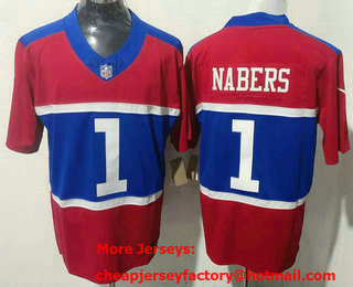 Men's New York Giants #1 Malik Nabers Limited Red Alternate FUSE Vapor Jersey