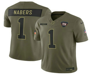 Men's New York Giants #1 Malik Nabers Olive 2025 FUSE Salute to Service Limited Jersey