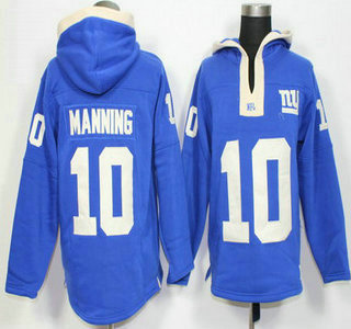 Men's New York Giants #10 Eli Manning Royal Blue Team Color 2015 NFL Hoodie