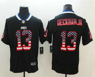 Men's New York Giants #13 Odell Beckham Jr 2018 USA Flag Fashion Black Color Rush Stitched Nike Limited Jersey