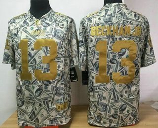 Men's New York Giants #13 Odell Beckham Jr Dollars Fashion Nike Elite Jersey