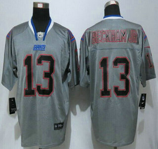 Men's New York Giants #13 Odell Beckham Jr Lights Out Gray NFL Nike Elite Jersey