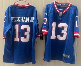Men's New York Giants #13 Odell Beckham Jr Limited Blue Throwback Vapor Jersey