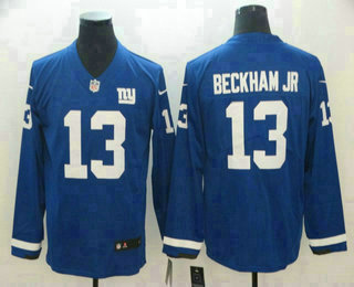 Men's New York Giants #13 Odell Beckham Jr Nike Royal Therma Long Sleeve Limited Jersey