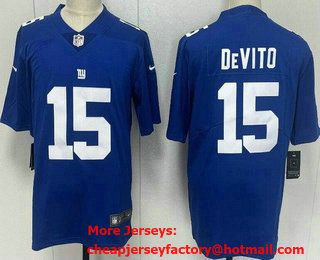 Men's New York Giants #15 Tommy DeVito Limited Blue Vapor Jersey