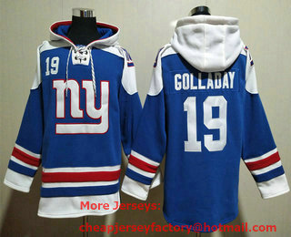 Men's New York Giants #19 Kenny Golladay Blue Ageless Must Have Lace Up Pullover Hoodie