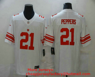 Men's New York Giants #21 Jabrill Peppers White 2020 Vapor Untouchable Stitched NFL Nike Limited Jersey
