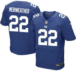 Men's New York Giants #22 Brandon Meriweather Royal Blue Team Color NFL Nike Elite Jersey