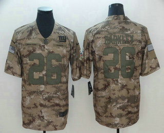 Men's New York Giants #26 Saquon Barkley 2018 Camo Salute to Service Stitched NFL Nike Limited Jersey