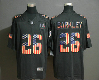 Men's New York Giants #26 Saquon Barkley 2019 Black Salute To Service USA Flag Fashion Limited Jersey