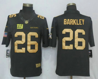 Men's New York Giants #26 Saquon Barkley Anthracite Gold 2018 Salute To Service Stitched NFL Nike Limited Jersey