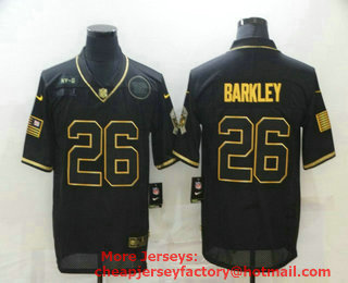 Men's New York Giants #26 Saquon Barkley Black Gold 2020 Salute To Service Stitched NFL Nike Limited Jersey