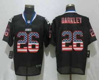 Men's New York Giants #26 Saquon Barkley Black USA Flag Fashion Stitched NFL Nike Elite Jersey