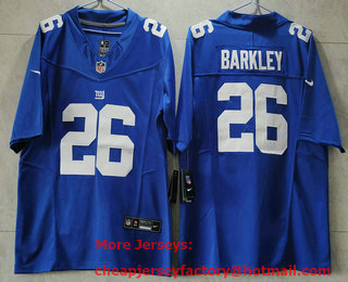 Men's New York Giants #26 Saquon Barkley Blue 2023 FUSE Vapor Untouchable Stitched Jersey