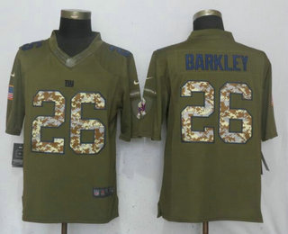 Men's New York Giants #26 Saquon Barkley Green Salute To Service Stitched NFL Nike Limited Jersey