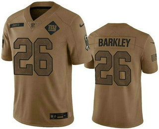 Men's New York Giants #26 Saquon Barkley Limited Brown 2023 Salute To Service Jersey