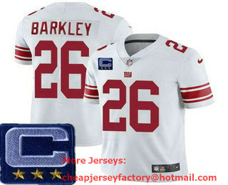 Men's New York Giants #26 Saquon Barkley Limited White 2022 Captain Patch Vapor Jersey